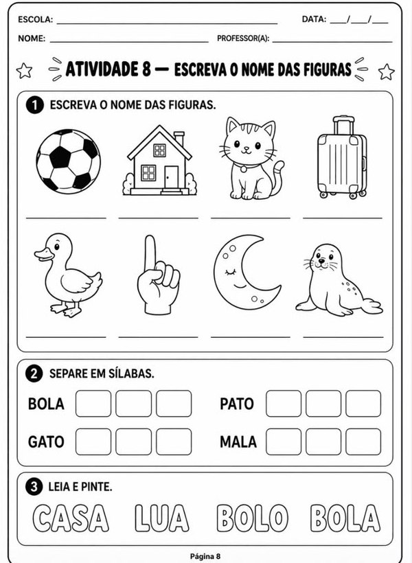 Atividade 8 — escreva o nome das figuras