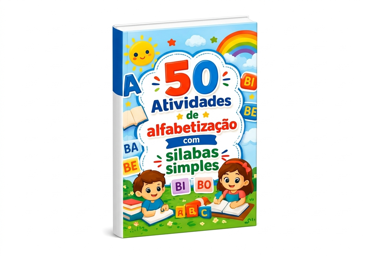 Capa do material com 50 atividades de alfabetização